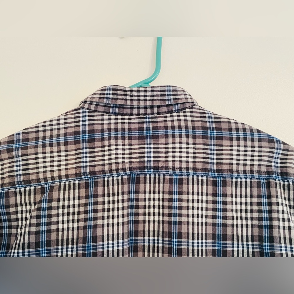 Wrangler Jeans Co Plaid Button Down Shirt Men’s Medium 100% Cotton, Blue/Brown - Picture 4 of 11